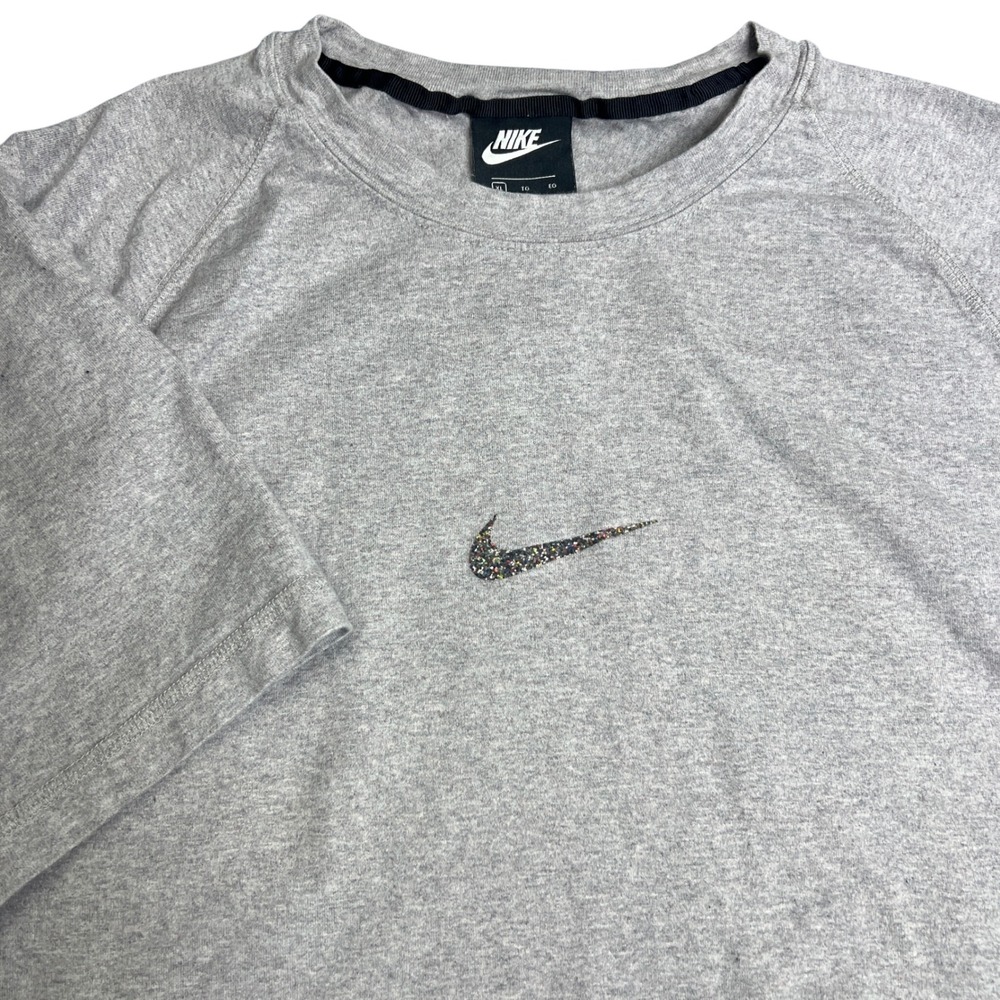 Nike Mens Gray Speckled Grind Swoosh Raglan T-Shirt XL Short Sleeve CK2978-902